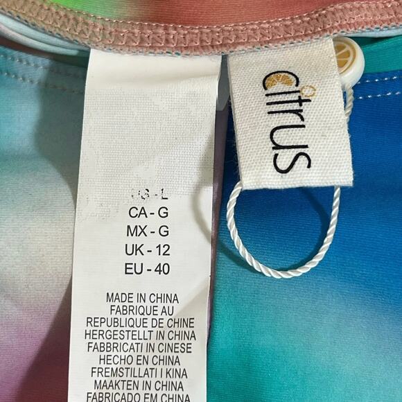 Citrus Reversible Crop Rashguard Swimsuit Top and Bottom Multi Womens Size Large - Picture 12 of 16